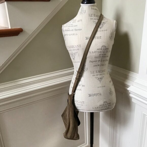 The ROW Sideby Suede Shoulder Messenger Saddle Bag Purse Womens Sage Crossbody - Picture 13 of 16